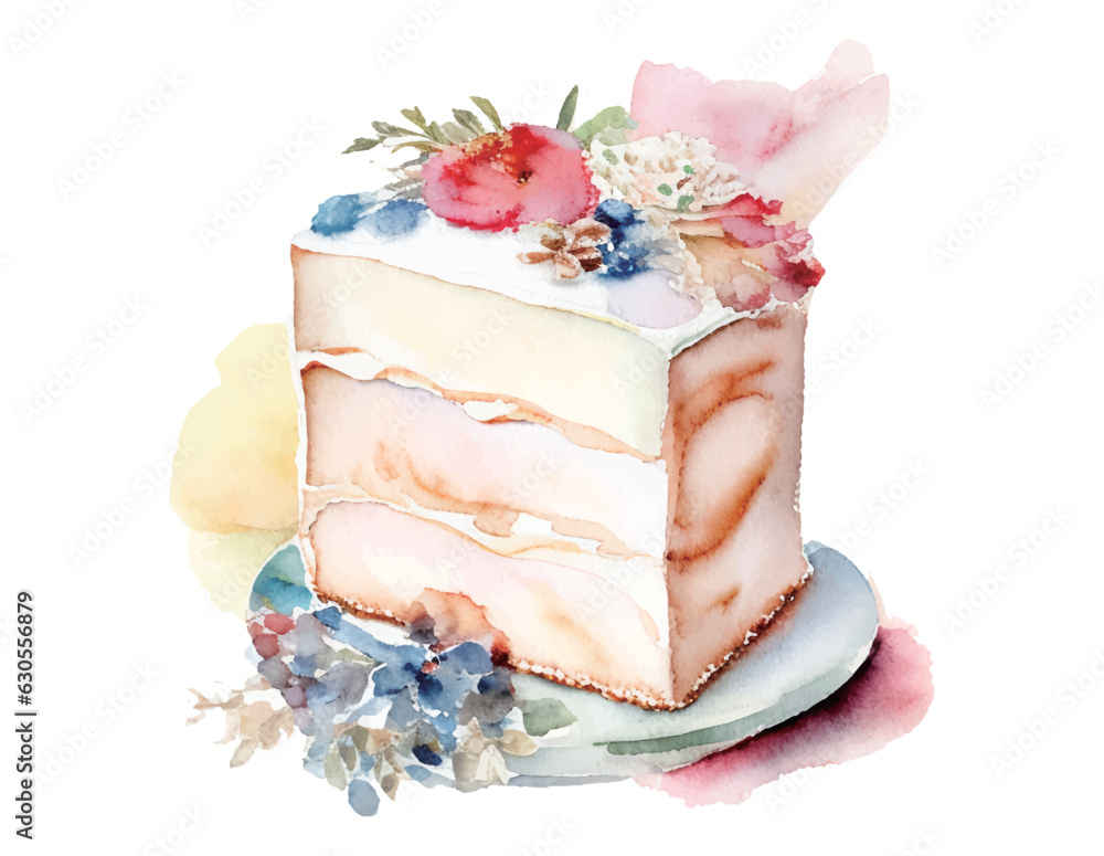 デコレーションケーキの水彩イラスト Generative AI デコレーションケーキの水彩イラスト Generative AI
