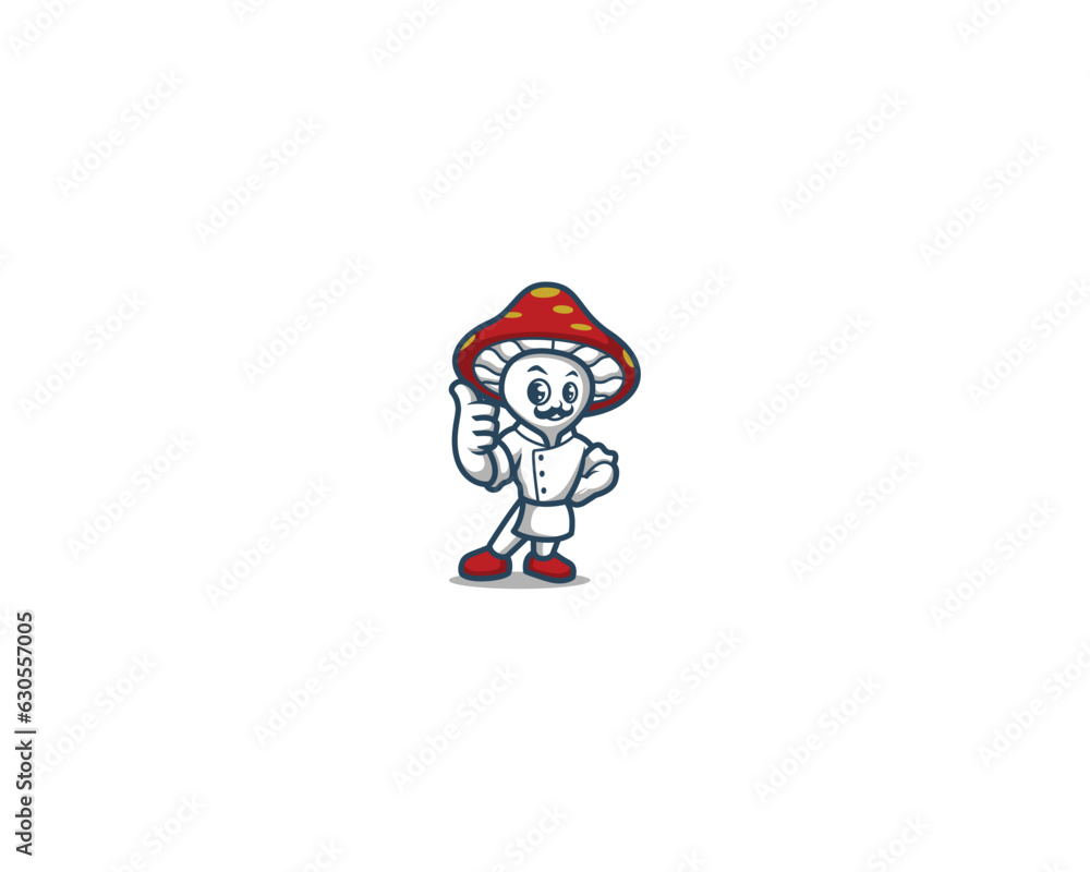 Chef mashroom character mascot logo