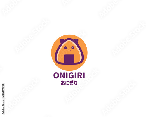 Cute onigri typography mascot logo