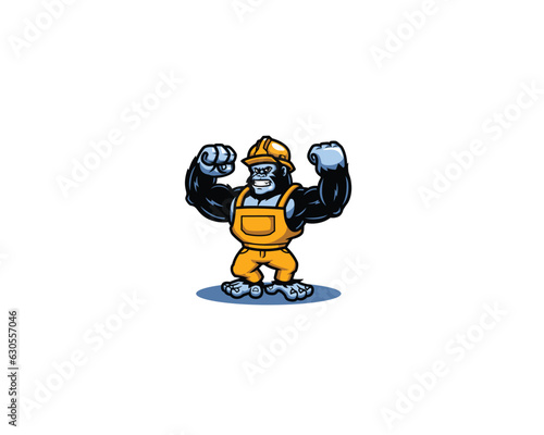 Gorilla strong worker construction mascot logo