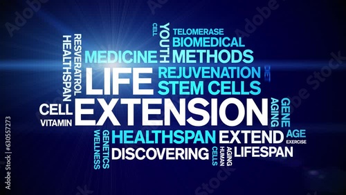 Life Extension animated tag word cloud;text design animation kinetic typography seamless loop. photo