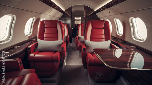 Interior of a private jet cabin in a business jet © PRI