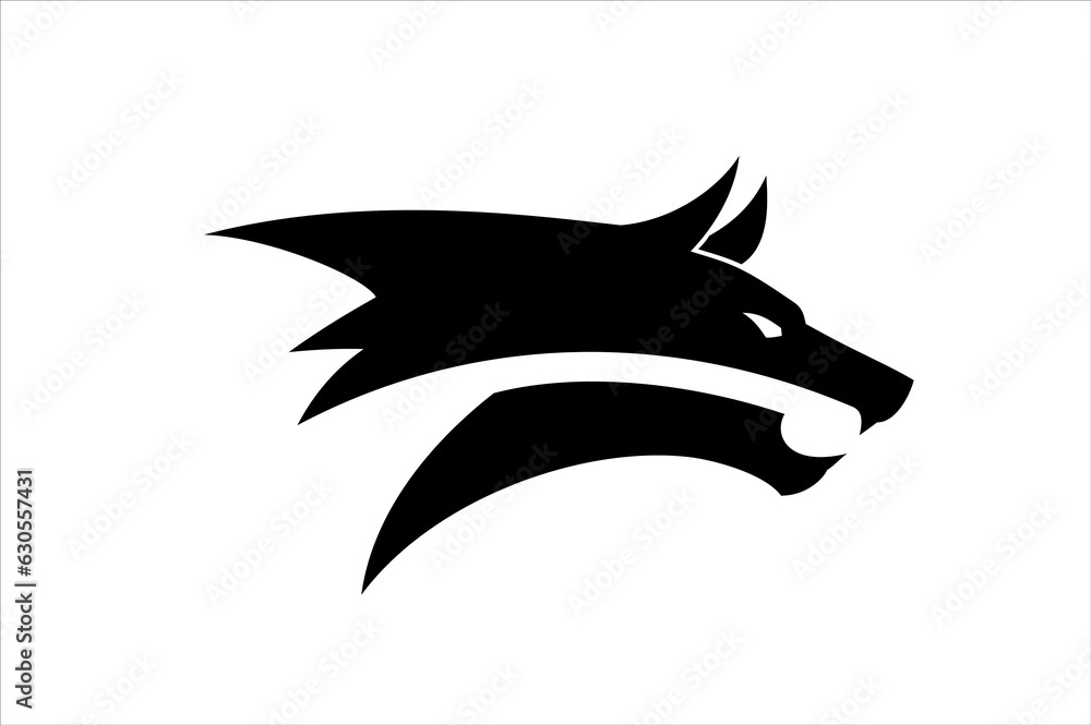 Naklejka premium wild wolf in black