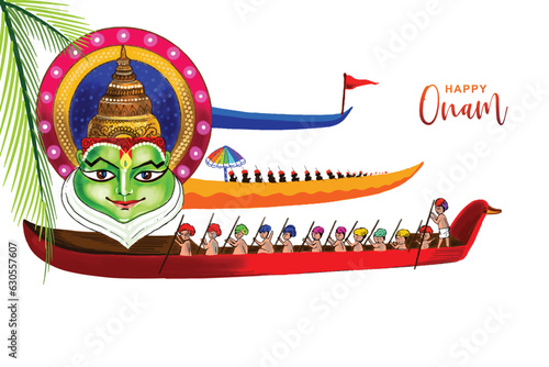 Snakeboat race in onam celebration background for kathakali face background photo