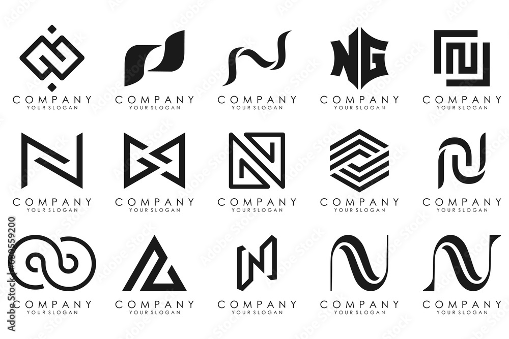 set of Abstract letter N logo design. modern creative logotype monogram icon design inspiration. set of Abstract letter N logo design. modern creative logotype monogram icon design inspiration.