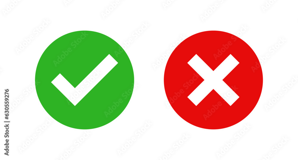 Check mark and cross mark icons Check mark and cross mark icons