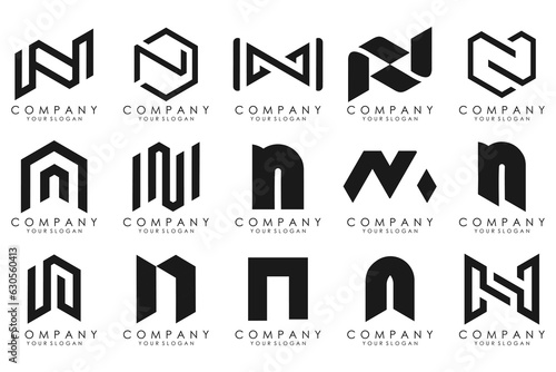 set of Abstract letter N logo design. modern creative logotype monogram icon design inspiration. photo