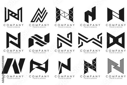 set of Abstract letter N logo design. modern creative logotype monogram icon design inspiration. photo