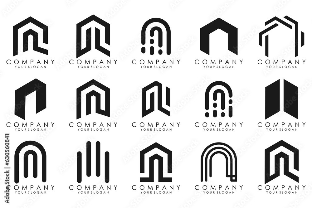 Fototapeta premium set of Abstract letter N logo design. modern creative logotype monogram icon design inspiration.