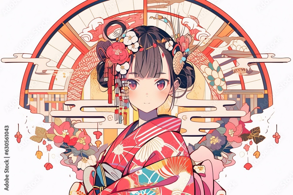 Fototapeta premium 和服の女性,Generative AI AI画像