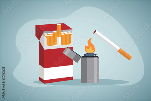 A pack of cigarettes. smoking, Lighter for cigarette, Quit smoking