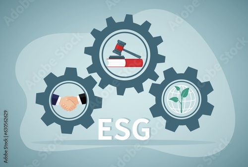 ESG, Environmental, Social and Corporate Governance, company responsibility to care world environment and people concept