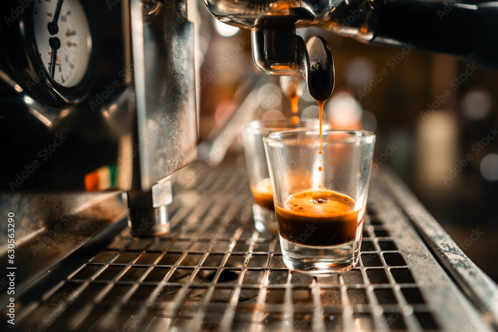 Espresso coffee from the machine Espresso coffee from the machine