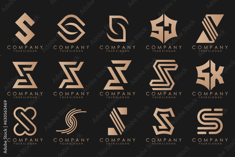 Abstract collection with letters S logo design. creative design logotype S with gold color. Abstract collection with letters S logo design. creative design logotype S with gold color.
