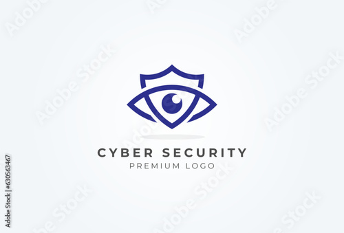Cyber Security Logo. abstract shield and Eye combination, usable for technology and security company logos, vector illustration