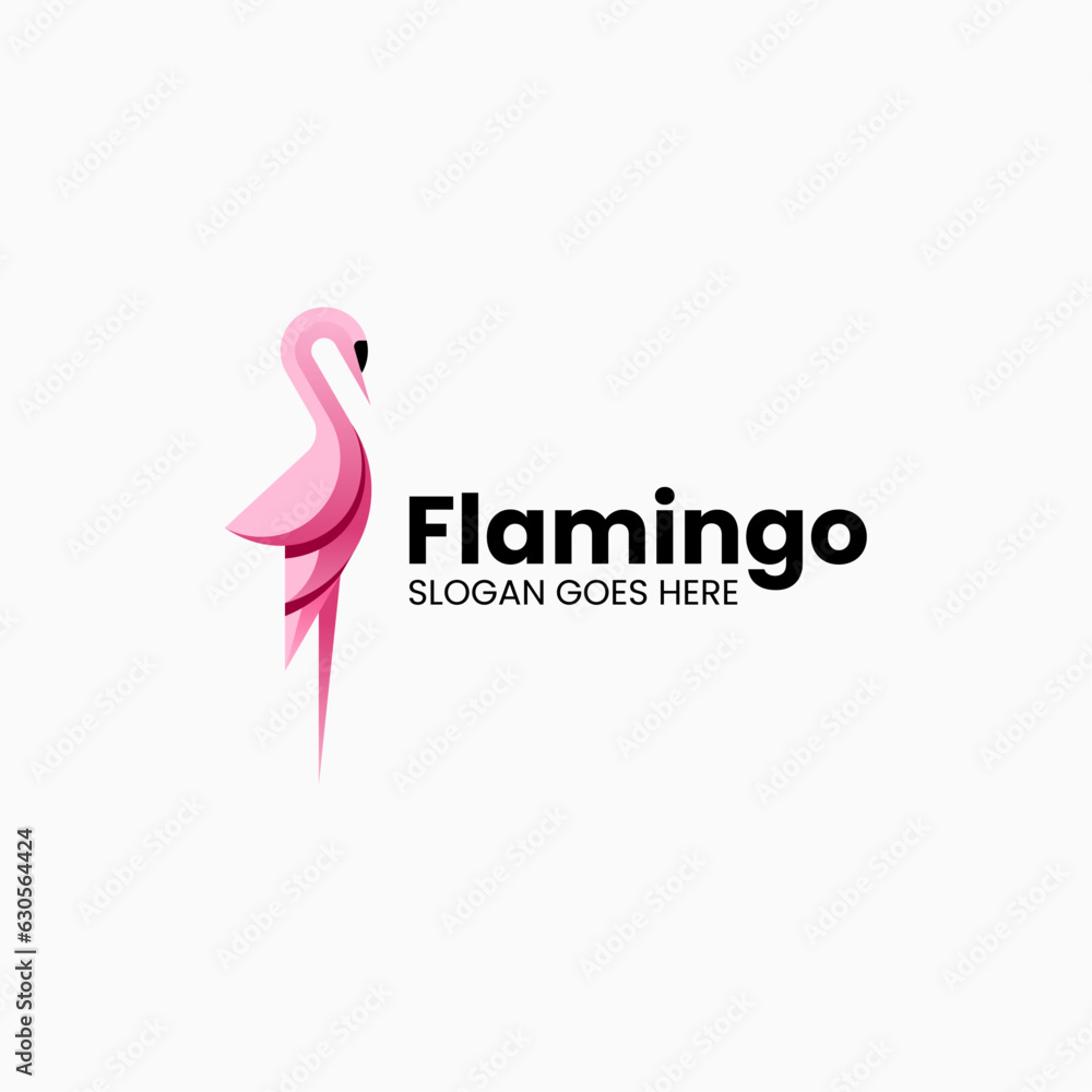 Vector Logo Illustration Flamingo Gradient Colorful Style