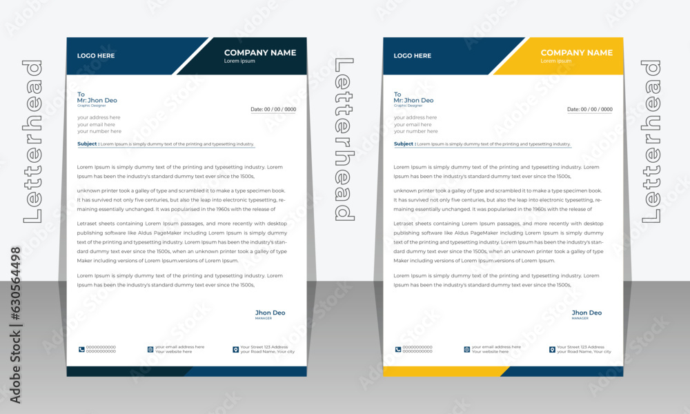 Modern Creative & Clean business style letterhead bundle of your corporate project design. Modern Creative & Clean business style letterhead bundle of your corporate project design.