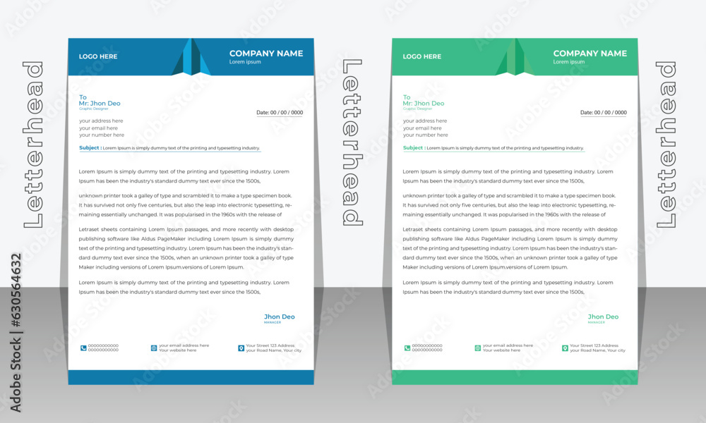 Modern and clean letterhead design vector template. Modern and clean letterhead design vector template.