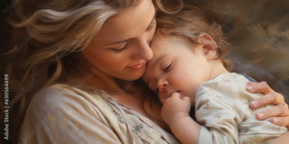 illustration of a kind and gentle mother, generative AI illustration of a kind and gentle mother, generative AI