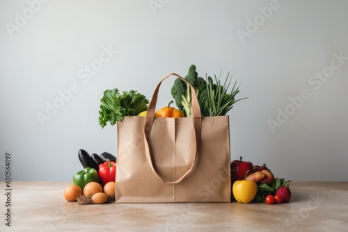 Grocery bags full of goods: online grocery shopping and home delivery ideas copy space
