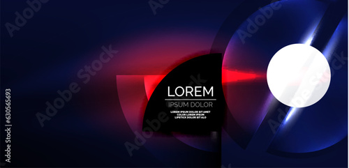 Neon round shapes, lines and triangle elements. Hi-tech design for wallpaper, banner, background, landing page, wall art, invitation, prints, posters