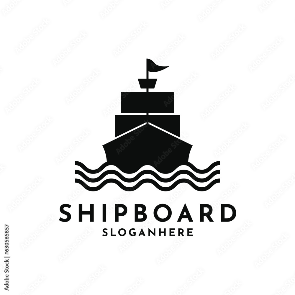 Boat ship silhouette logo design creative idea