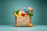 Grocery bag with groceries delivered concept.