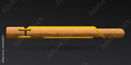Wooden lower third breaking news screen broadcast title banner with gold border