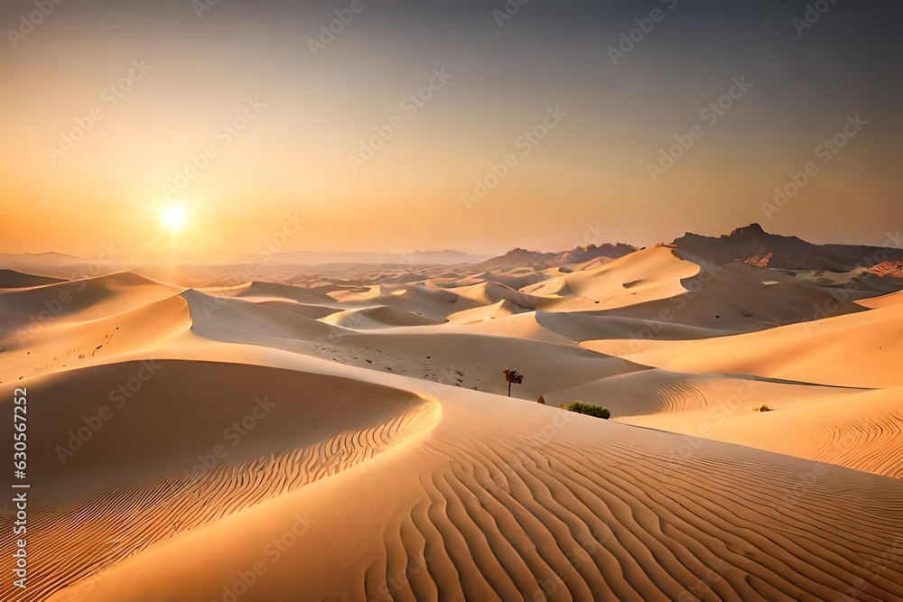 sunset in the desert  Generated Ai