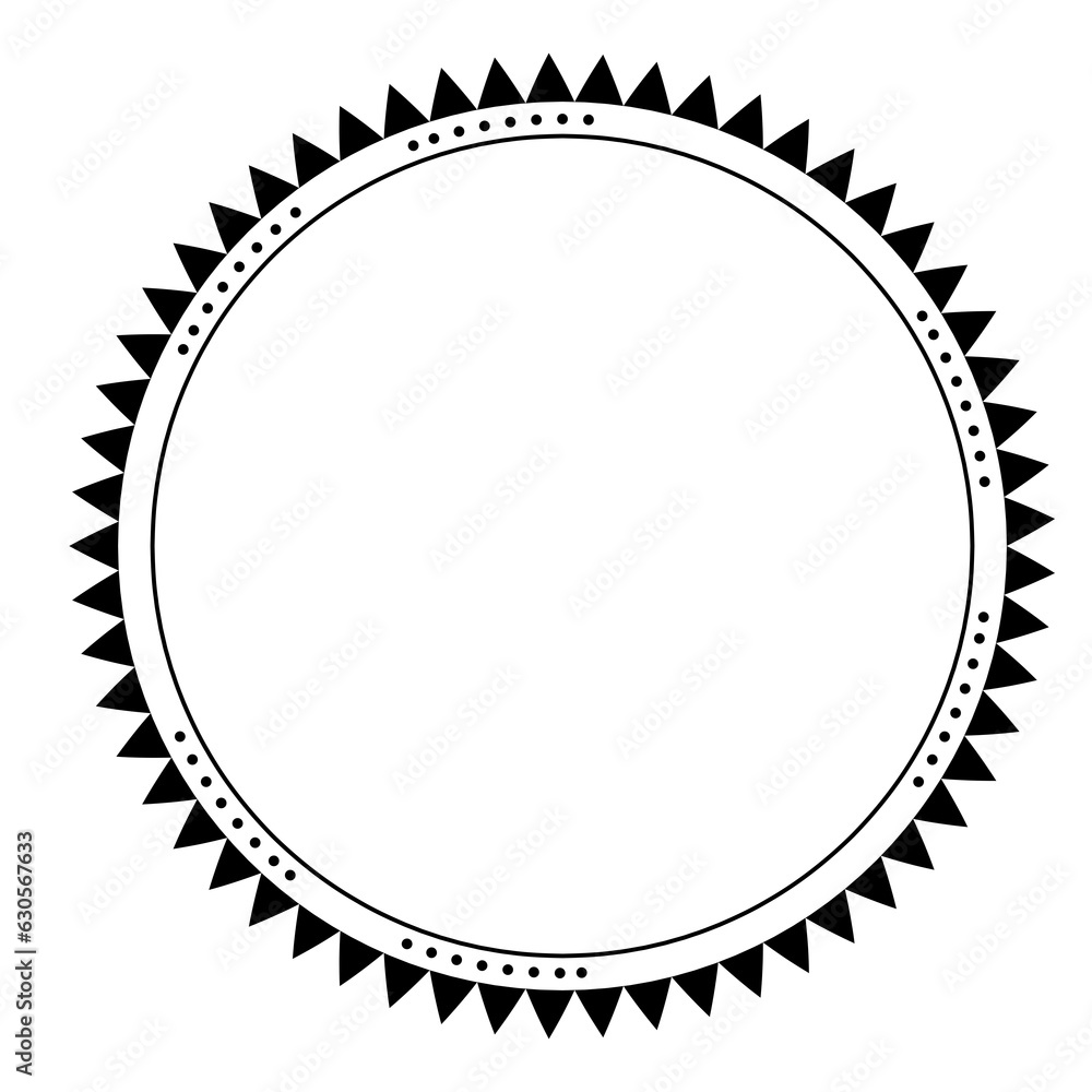 Digital png illustration of black circle with shapes on transparent background