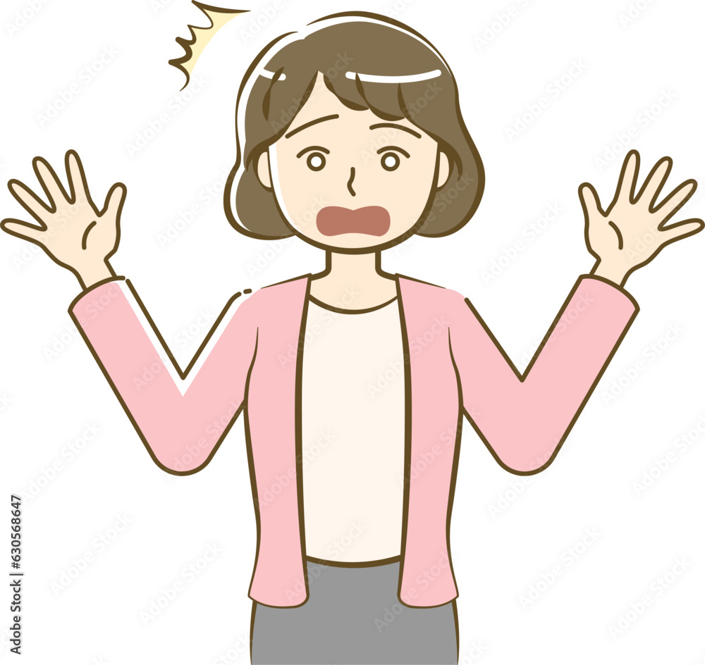 Surprised woman's upper body illustration-friendly simple touch Surprised woman's upper body illustration-friendly simple touch