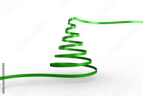 Digital png illustration of green ribbon forming christmas tree on transparent background