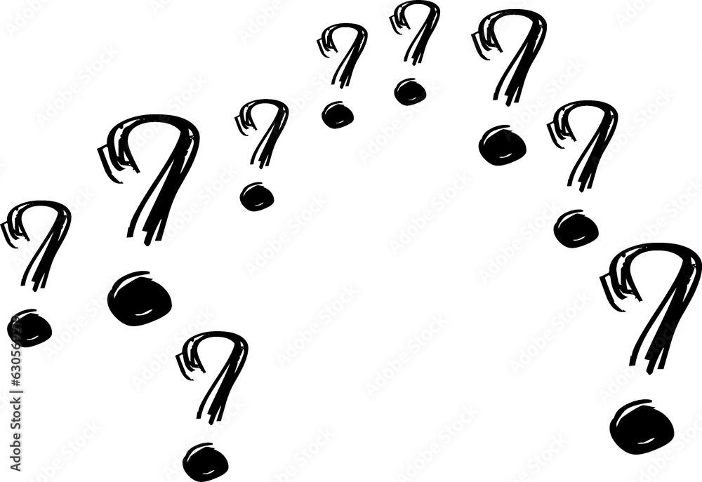 Fototapeta premium Digital png illustration of question marks on transparent background