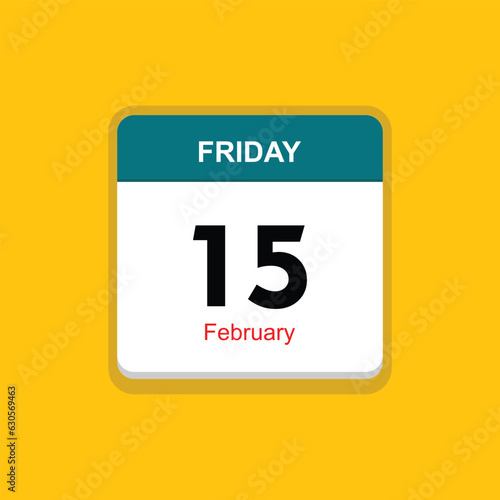 february 15 friday icon with yellow background, calender icon © fuad chasan
