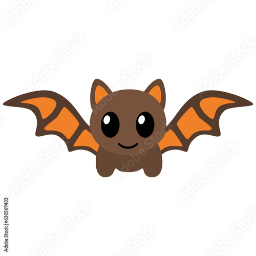 Lovely Baby Bat Kawaii Chibi Cartoon Style. Design Illustration Element for Decoration or Ornament in Artwork or Halloween Festival