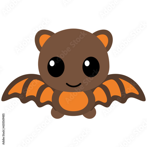 Cute Baby Bat Kawaii Chibi Cartoon Style. Design Illustration Element for Decoration or Ornament in Artwork or Halloween Festival