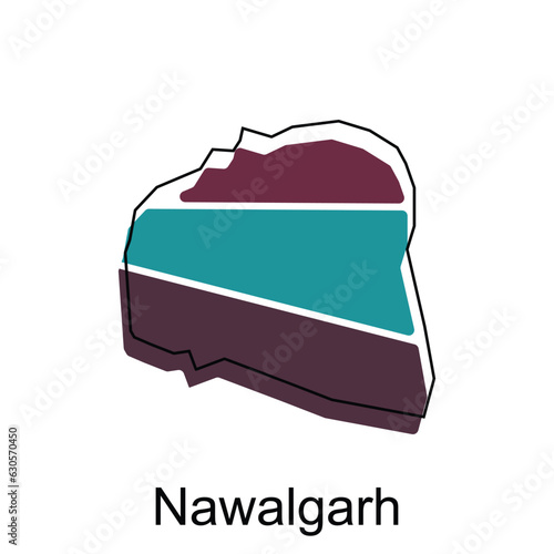 map of Nawalgarh vector design template, national borders and important cities illustration photo
