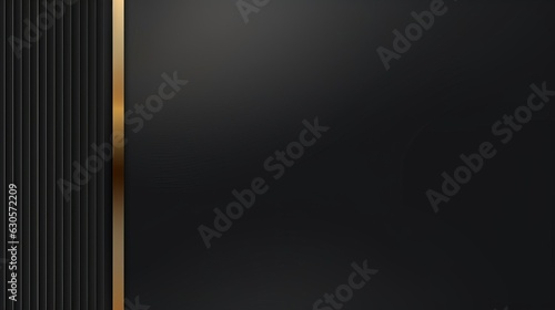 Abstract luxury black grey gradient backgrounds with rectangle frame, dynamic golden metallic stripes. Elegant ribbon vertical horizontal banner. minimal border for sale. Dark backdrop, Generative AI