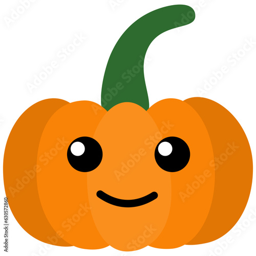 Cute Baby Pumpkin Kawaii Chibi Cartoon Style. Design Illustration Element for Decoration or Ornament in Artwork or Other Festival