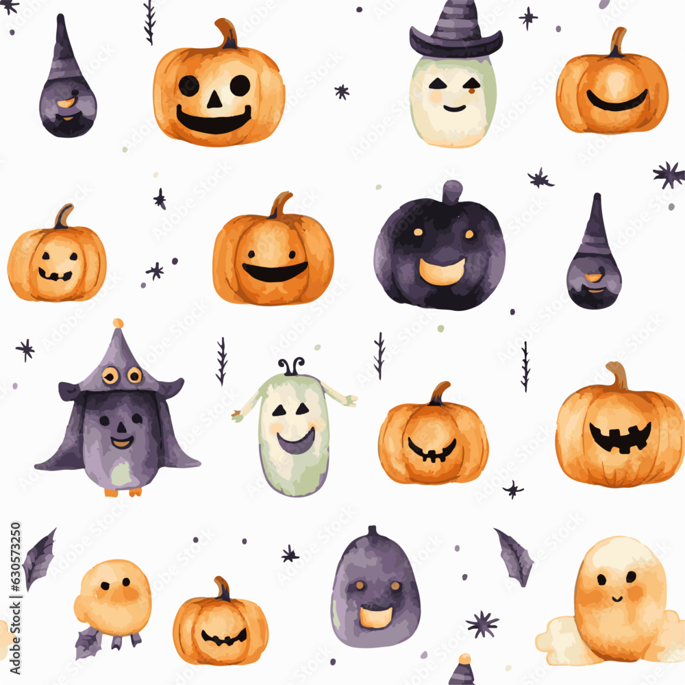 Halloween watercolor seamless pattern Halloween watercolor seamless pattern