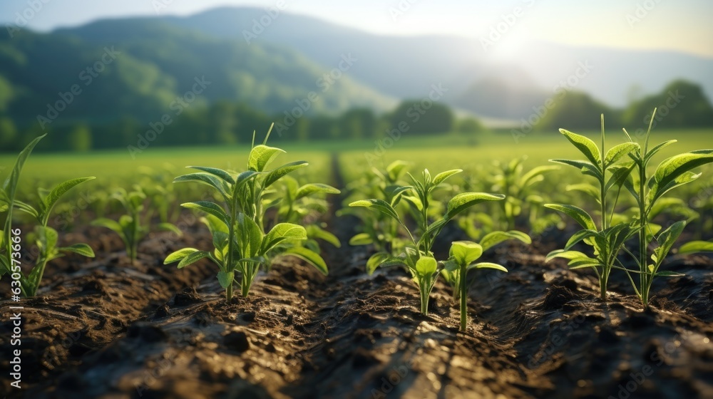 Row of Young Withania Plants Growing in a Field,Dicotyledonous Withania Plants in a Rural Landscape. Row of Young Withania Plants Growing in a Field,Dicotyledonous Withania Plants in a Rural Landscape.