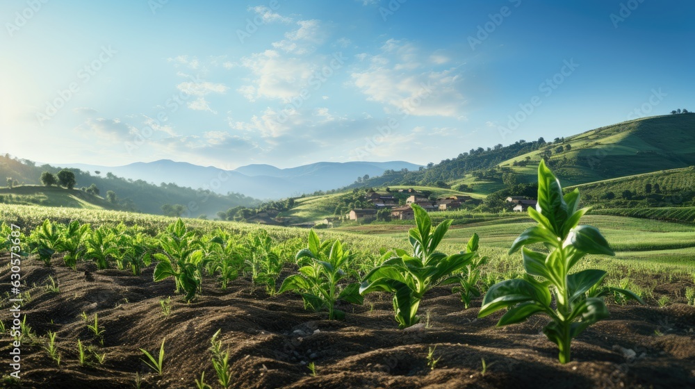 Row of Young Withania Plants Growing in a Field,Dicotyledonous Withania Plants in a Rural Landscape. Row of Young Withania Plants Growing in a Field,Dicotyledonous Withania Plants in a Rural Landscape.