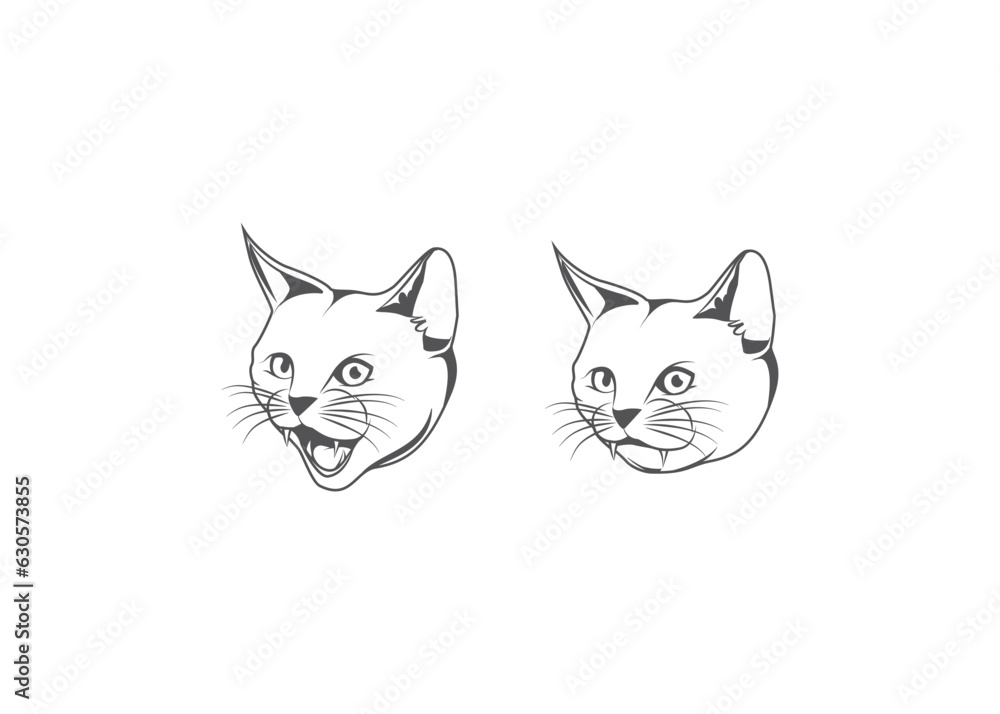 Cat head icon Simple graphics, isolated white background. Cat head icon Simple graphics, isolated white background.