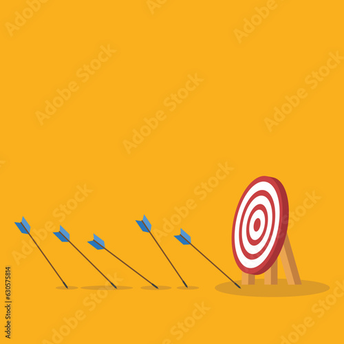 Missed Target. Off-target, failure concept, target without hit.