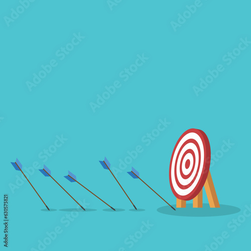 Missed Target. Off-target, failure concept, target without hit.