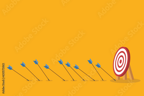 Missed Target. Off-target, failure concept, target without hit.