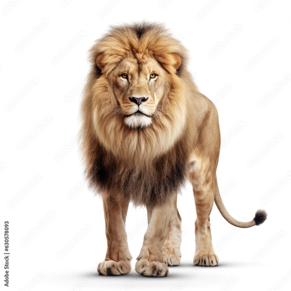 Fototapeta premium Untamed Beauty: Captivating Lion Portrait on White Background