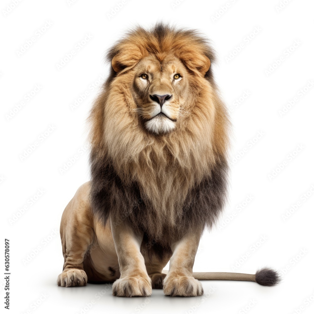 Untamed Beauty: Captivating Lion Portrait on White Background