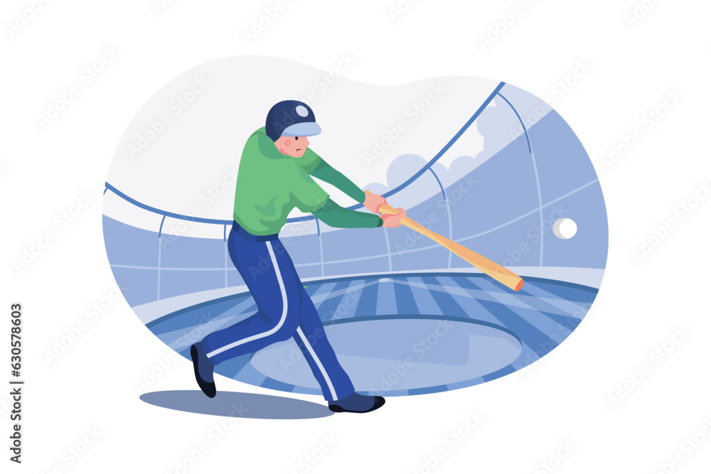 Baseball player character Illustration concept on white background