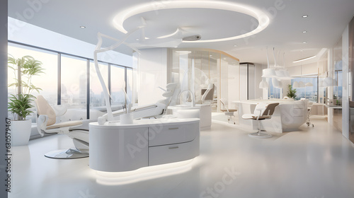 Modern Dental Clinic in White Space Designed for Oral Care - Generative AI 